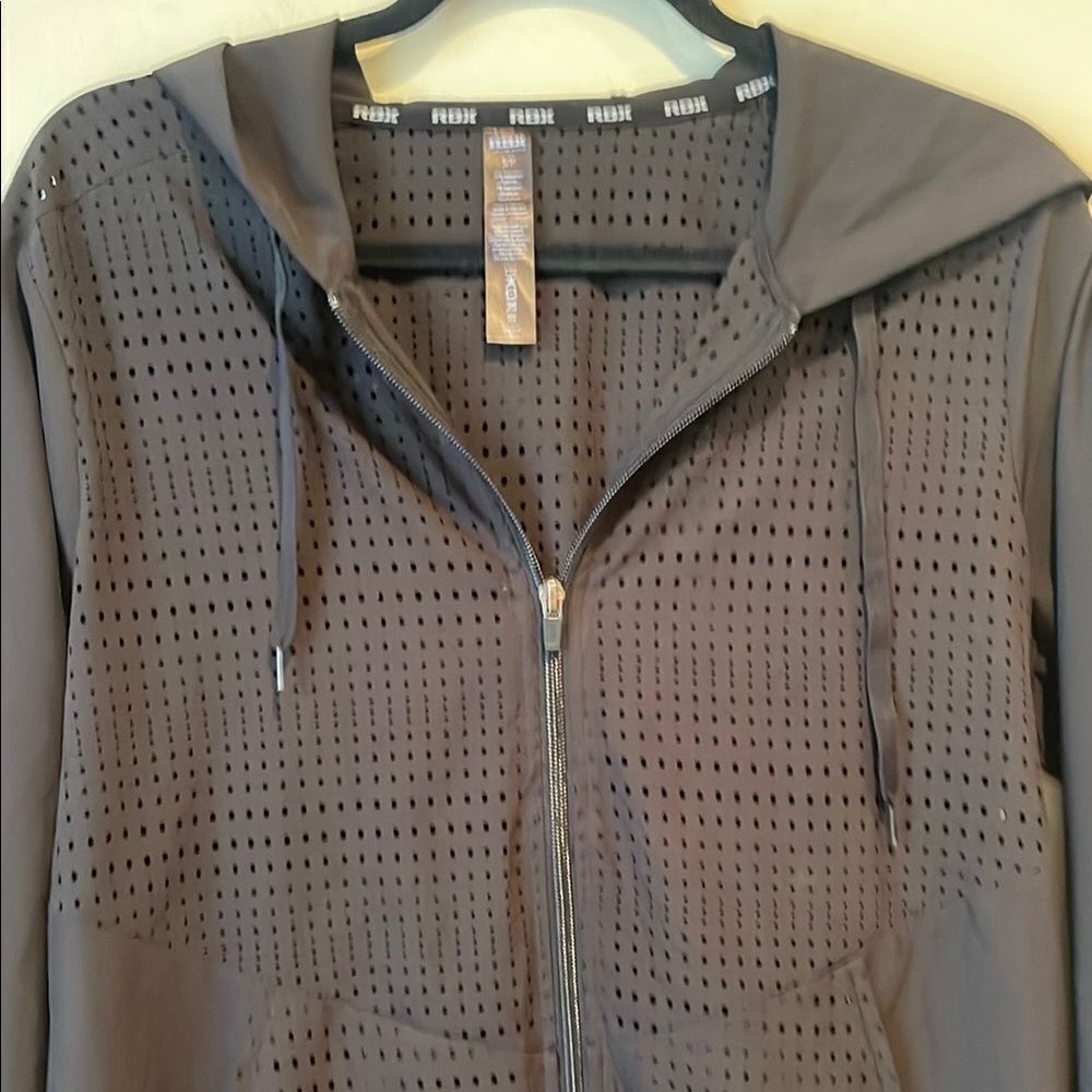 Black Hooded Zip-Up Jacket Size SP - Picture 3 of 5